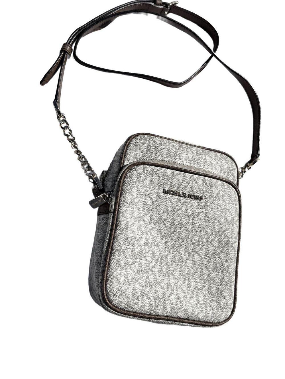 Michael Kors Jet Set Medium Crossbody Bag Signature MK Logo Messenger Purse Grey